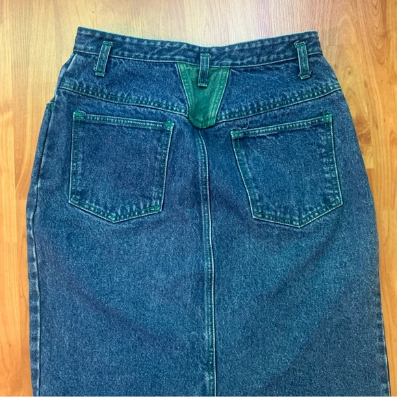 Vintage 80s Geoffrey Hunter Denim Jean Knee Length Midi Skirt 10 Waist 28 - Picture 3 of 14